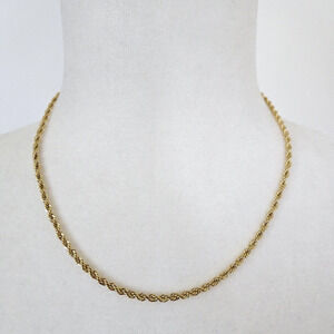 Vintage American Showcase Gold Plated Rope Chain Retro Classic Necklace 18"x 4mm